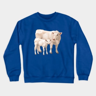 Charolais Cow and Cute Calf Crewneck Sweatshirt